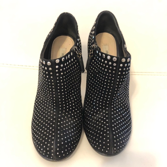 Prada Black Suede Ankle Boots with Studs Size 38 $1295 - Picture 3 of 9